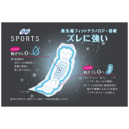 【まとめ買い】ソフィ スポーツ(SPORTS)ナプキン ズレに強い 特に多い昼用 羽なし 26cm 72枚(24枚×3)〔ナプキン〕