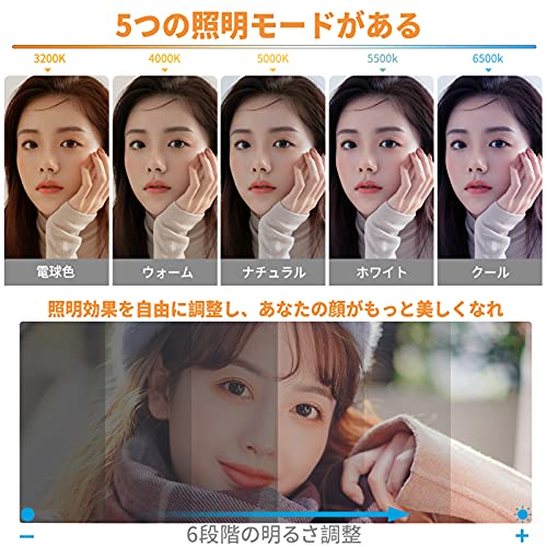 LEDリングライト 6.3インチ【Kimwood 革新モデル】リングライト 三脚 クリップ式 女優ライト 卓上 パソコン 高輝度 5色モード リモートワーク ライト 照明 撮影 360度回転可能 USB給電 zoom/web会議/オンライン授業/ビデオ/生放送/自撮り/美容化粧