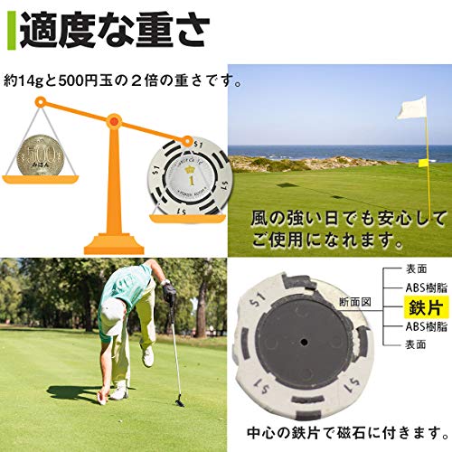 Salerno ゴルフ マーカー ポーカー チップマーカー ラウンド用品 グランドゴルフ 袋セット