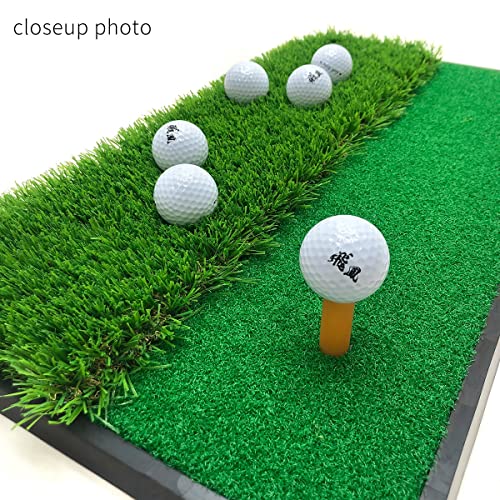 GolfStyle ゴルフマット ゴルフ 練習 マット 素振り スイング 練習器具 室内 屋外 人工芝 ゴムマット ラフ フェアウェイ 2WAY 33×62cm ゴルフティー ゴルフボール Cセット