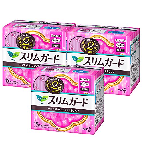 【まとめ買い】 ロリエ スリムガード 長時間しっかり昼用羽つき 25cm 19コ入 × 3セット(57コ)