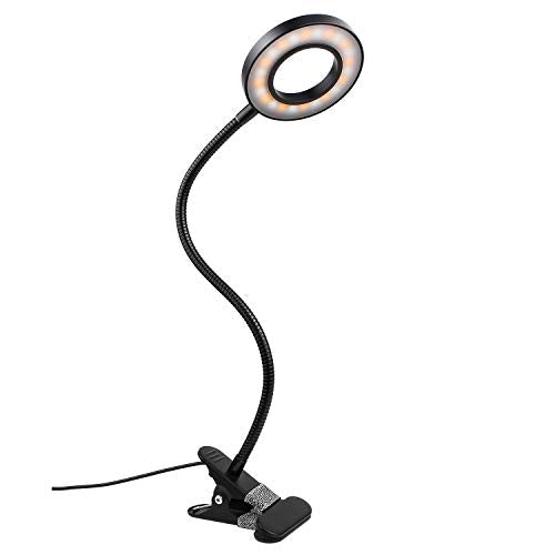 Semlos クリップライト24 LED 電気スタンド 3階段調色 10階段調光 800ルーメン 8w LEDライト 360°回転 読書灯 読書ランプ 目に優しい 記憶機能 仕事 勉強 卓上 勉強機 本棚 ベッドサイド 寝室 書斎 オフィス イーゼル
