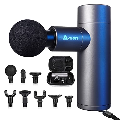 【Amazon限定ブランド】 A・TION MINI リリースガン 4段階強力振動 アタッチメント8個 充電式 ハンディガン 全身リフレッシュ道具 最高速3200回/分 静音 軽量 便利 収納ボックス付き 母の日 父の日 敬老の日 お祝い プレゼント 一年保証 (Gray)