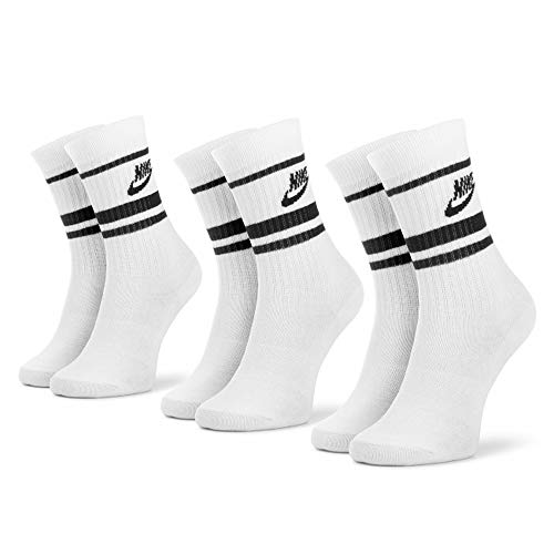 ナイキ(NIKE) スウォッシュ エッセンシャル ストライプ ロゴ 靴下 ソックス 白×黒 Essential stripe socks 3足セット 3pack 海外限定 メンズ レディース (27.0-29.0 cm) [並行輸入品]