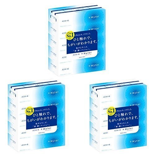エリエール +Water(プラスウォーター) 180組360枚×5箱入り パルプ100% (5個パック×3個(15個))